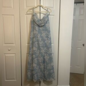 Revelry Ember Chiffon Floral Print Dress - Sky Blue Bouquet - 9F97 - size 12